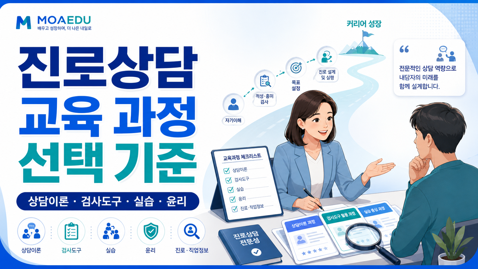 진로상담 교육 과정 선택 기준: 상담이론부터 검사도구, 실습, 자격 연계까지 확인하는 법